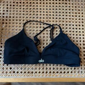 ALO Yoga Black Strappy V-Neck Sports Bra
